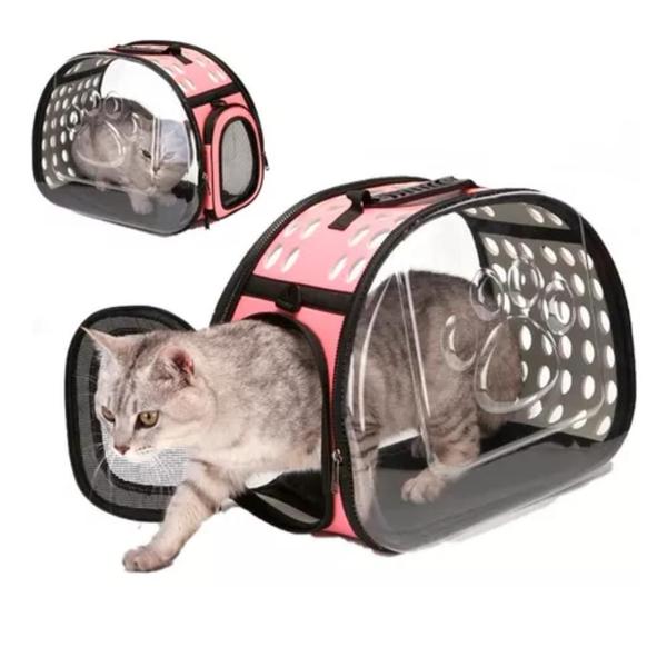 Imagem de Bolsa caixa mala de transporte pet gato cachorro transparente premium grande