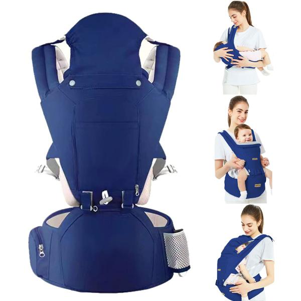 Imagem de Bolsa Canguru Ergonômico Para Bebê 12 Posições 3 Em 1 Azul Até 20Kg Transporte Seguro Viagem Passeio