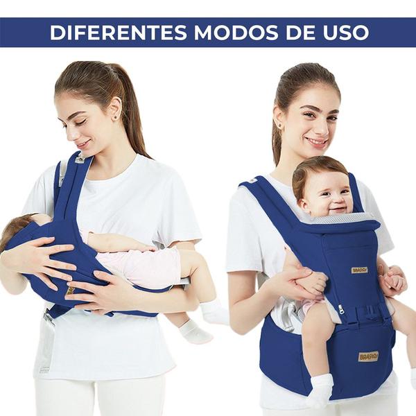 Imagem de Bolsa Canguru Ergonômico Para Bebê 12 Posições 3 Em 1 Azul Até 20Kg Transporte Seguro Viagem Passeio