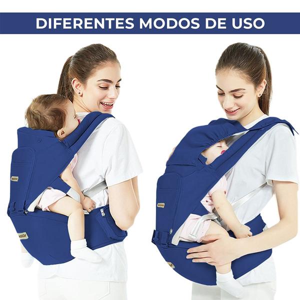 Imagem de Bolsa Canguru Ergonômico Para Bebê 12 Posições 3 Em 1 Azul Até 20Kg Transporte Seguro Viagem Passeio