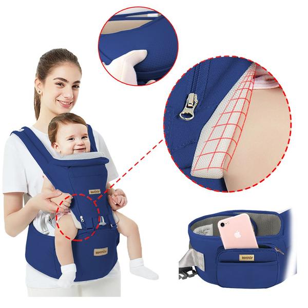 Imagem de Bolsa Canguru Ergonômico Para Bebê 12 Posições 3 Em 1 Azul Até 20Kg Transporte Seguro Viagem Passeio