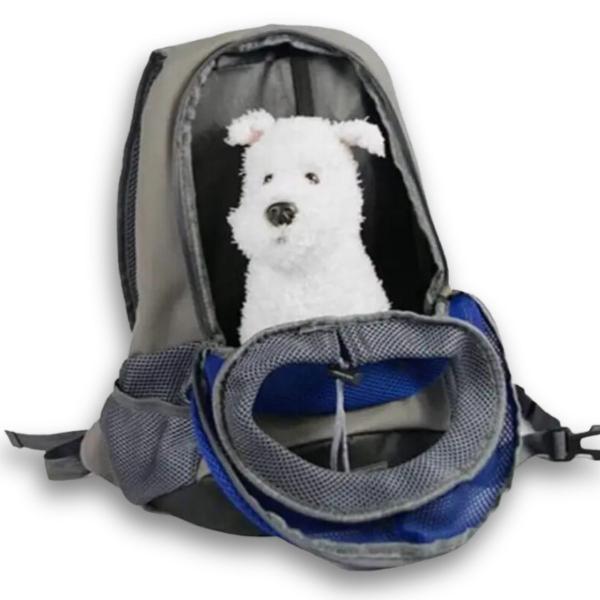 Imagem de Bolsa Canguru Passeio E Transporte Mochila Pets Gatos Cães Azul