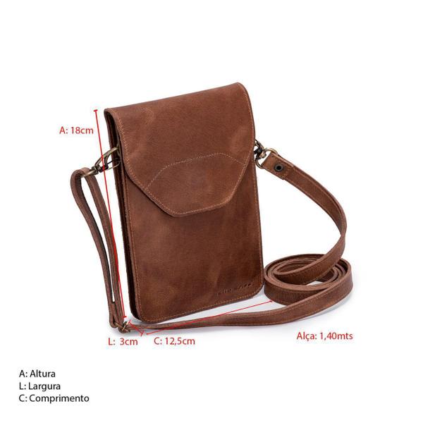 Imagem de Bolsa Carteira Couro Bovino Documento/celular Crossbody