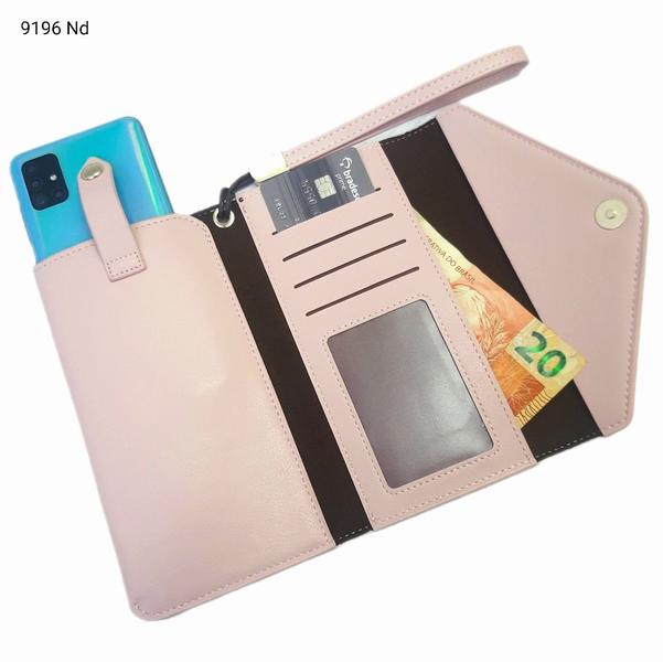 Imagem de Bolsa Carteira Feminina Transversal Porta Celular Kit 2 pçs com Carteira de Ziper 9199