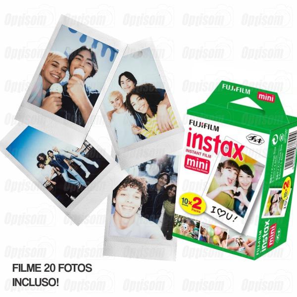 Imagem de Bolsa Case De Couro Para Câmeras Instax Mini 11 + Filme 20 Fotos Branca