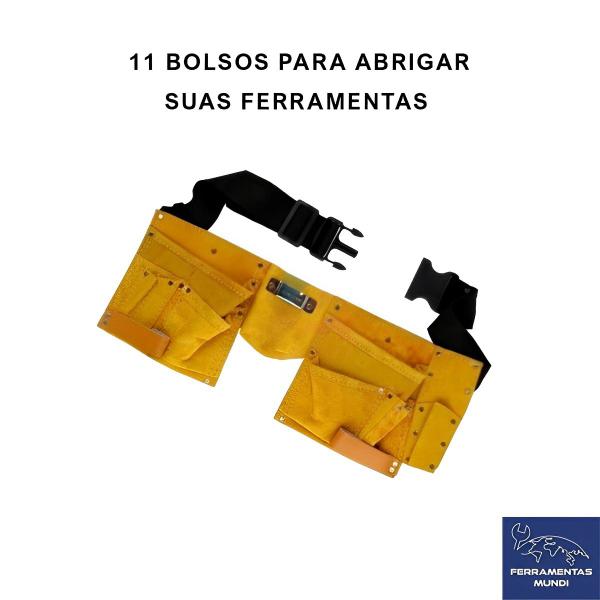 Imagem de Bolsa Cinto Kit Ferramentas Eletricista Couro 11 Bolsos