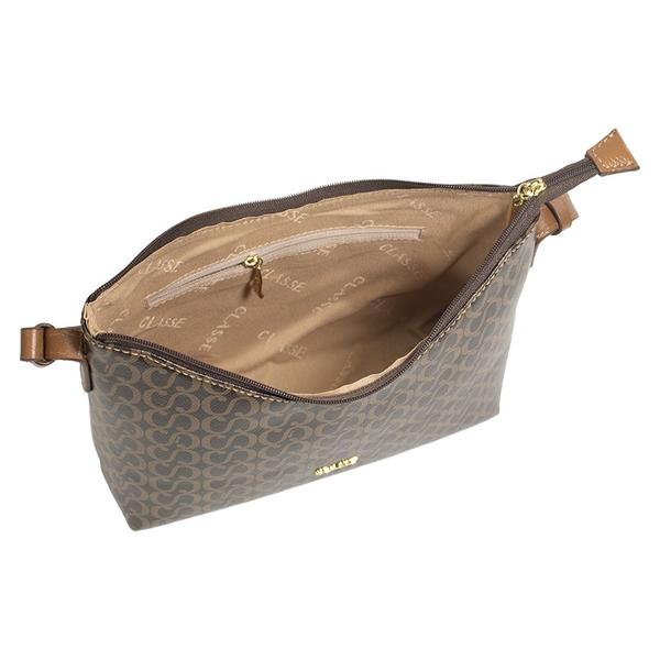 Imagem de Bolsa Classe Couro Legítimo Croosbody 3350 10B1K Canvas Marrom Nocciola 38