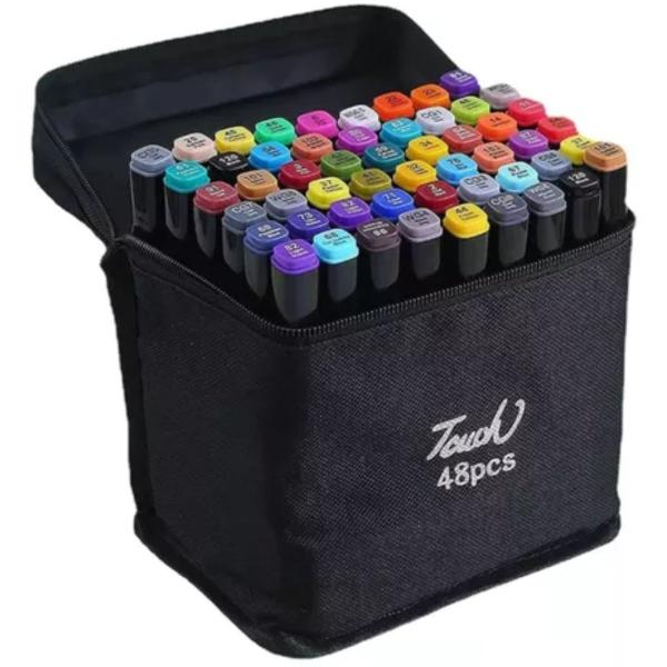 Imagem de Bolsa Compacta Com 48 Canetinhas Atóxicas Laváveis Ideal Para Desenho Infantil Pronta Entrega