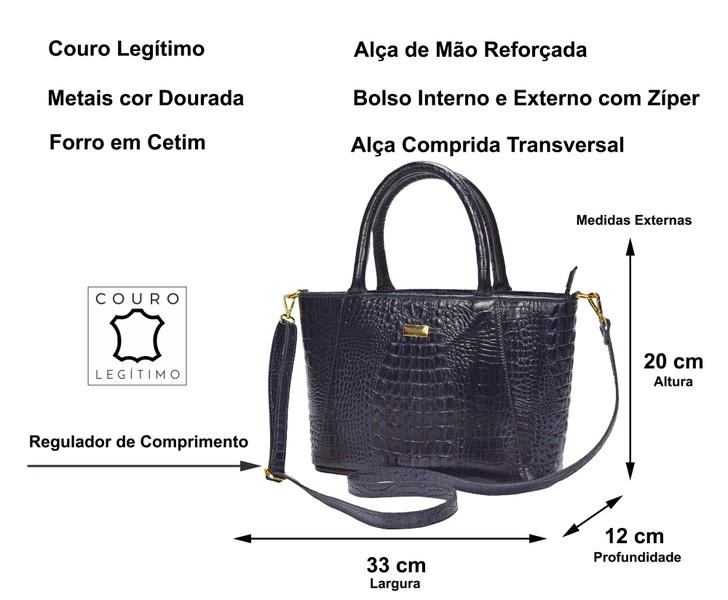 Imagem de Bolsa Couro Legítimo Feminina Transversal Tiracolo Tote Azul