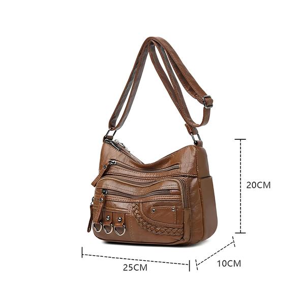 Imagem de Bolsa Crossbody Feminina de Couro PU Vintage - Design Luxo 2023 - Com Vários Bolsos