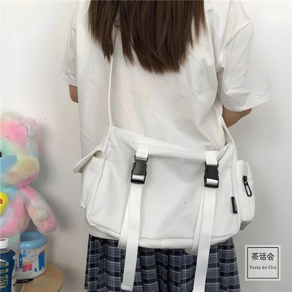 Imagem de Bolsa Crossbody Feminina de Lona - Grande Capacidade, Estilo Harajuku Japonês