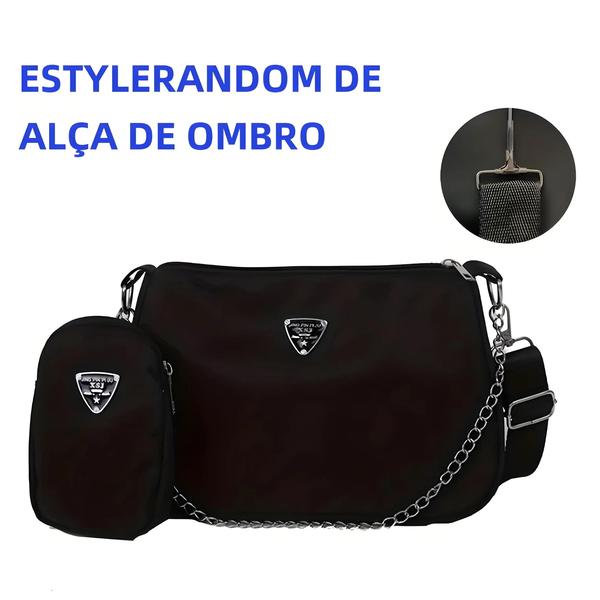 Imagem de Bolsa Crossbody Feminina de Nylon - Estilo Coreano Simples e Moderna