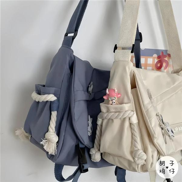 Imagem de Bolsa Crossbody Retrô Japonesa de Nylon - Grande Capacidade para Mulheres