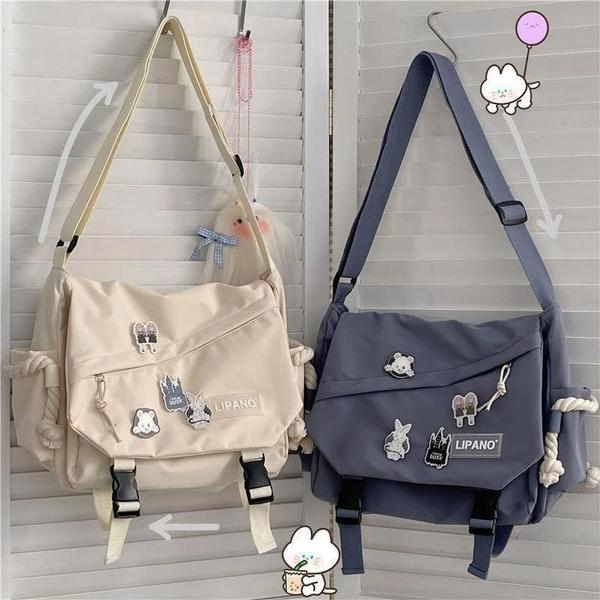 Imagem de Bolsa Crossbody Retrô Japonesa de Nylon - Grande Capacidade para Mulheres