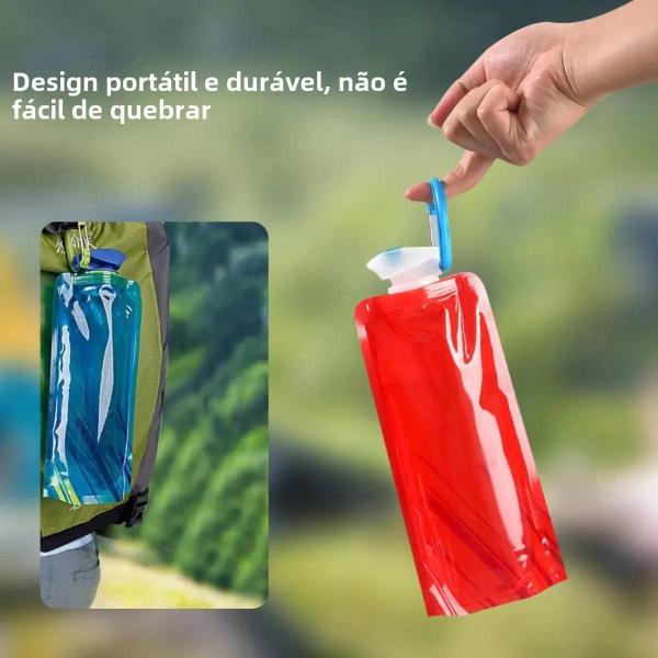 Imagem de Bolsa De Água Dobrável Portátil Ultraleve De 700ml Com Alça E Gancho De Suspensão Para Esportes Ao