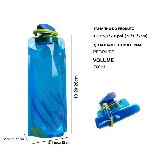 Imagem de Bolsa De Água Dobrável Portátil Ultraleve De 700ml Com Alça E Gancho De Suspensão Para Esportes Ao