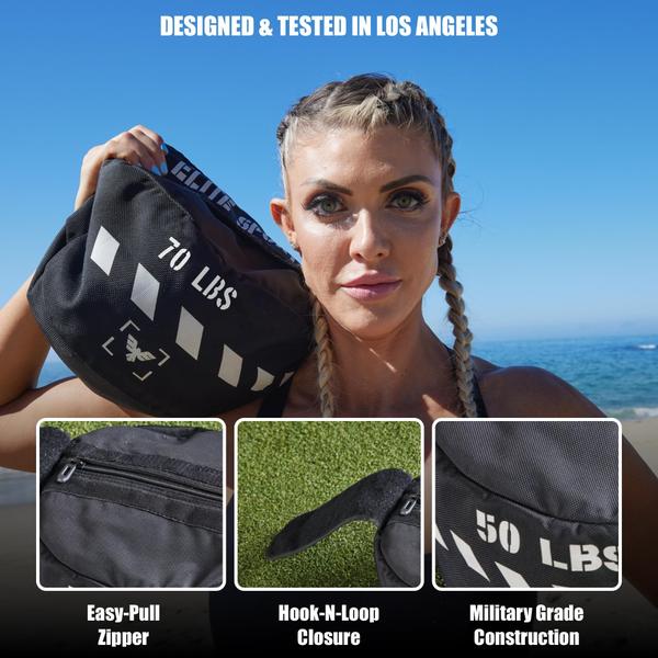 Imagem de Bolsa de areia de treino Elite Sports Pro Heavy-Duty 54,4 kg preta