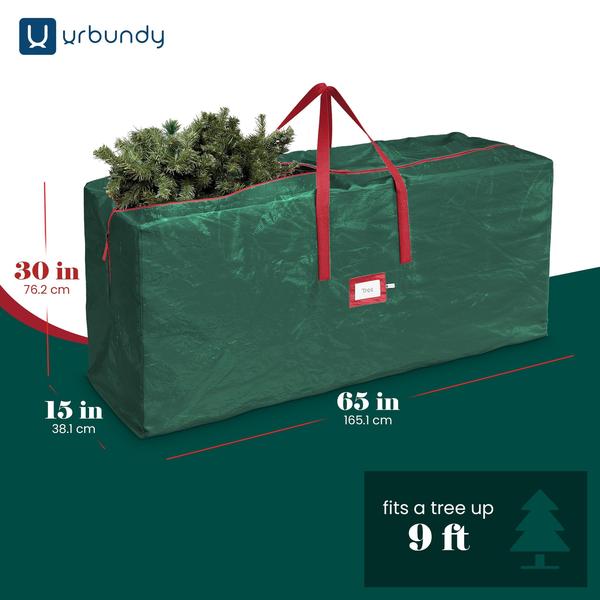 Imagem de Bolsa de armazenamento de árvore de Natal URBUNDY Heavy Duty 9 pés verde