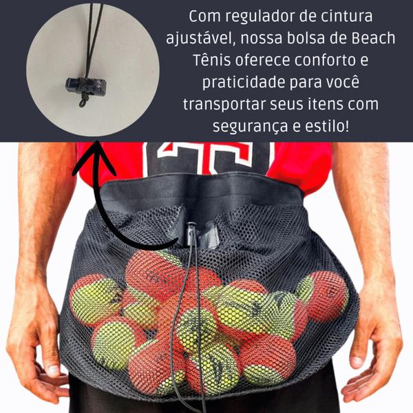 Imagem de Bolsa de Beach Tênis Porta Bolas Pochete Ajustável - Versátil para Esportes e ObjetosPessoais