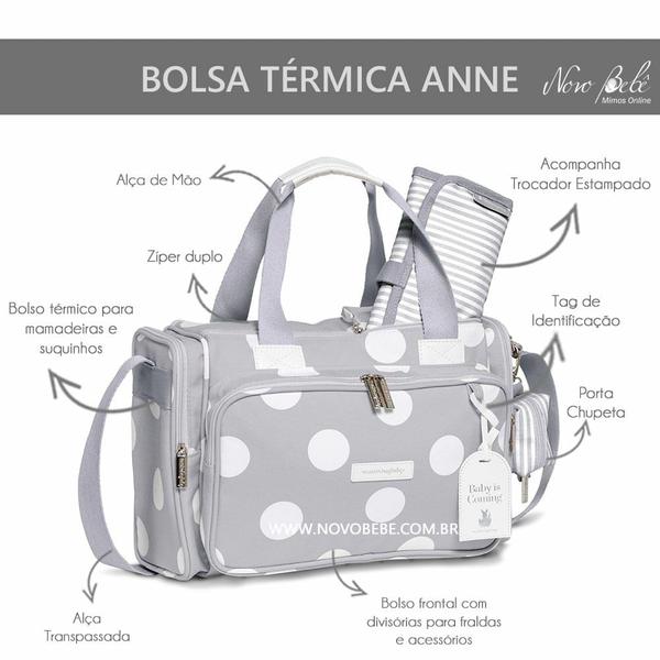 Imagem de Bolsa de Bebê Térmica Anne Bubbles - Cinza - Masterbag