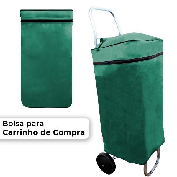 Imagem de Bolsa De Carrinho De Feira Verde Mochila Transporte Para Compras Carga