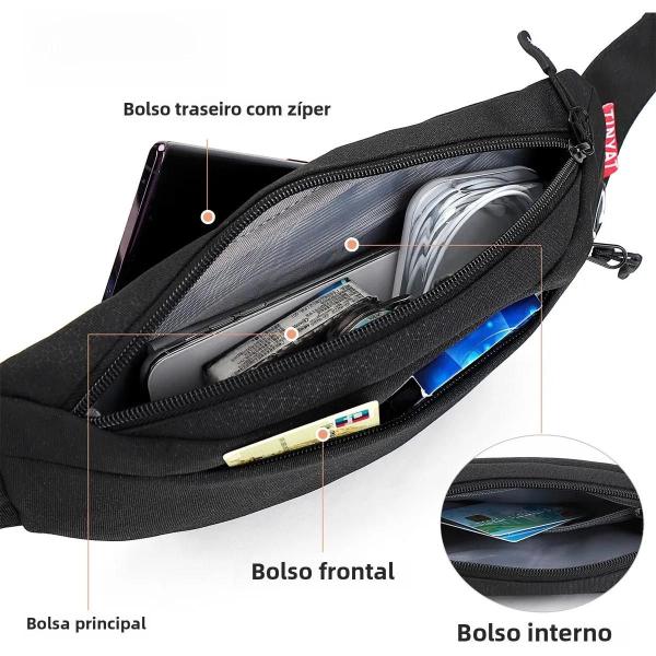 Imagem de Bolsa de Cintura de Lona com 4 Bolsos - Unissex, para Viagem e Uso Casual