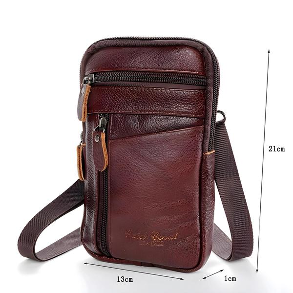 Imagem de Bolsa de Cintura Masculina de Couro - Esporte, Outdoor e Crossbody