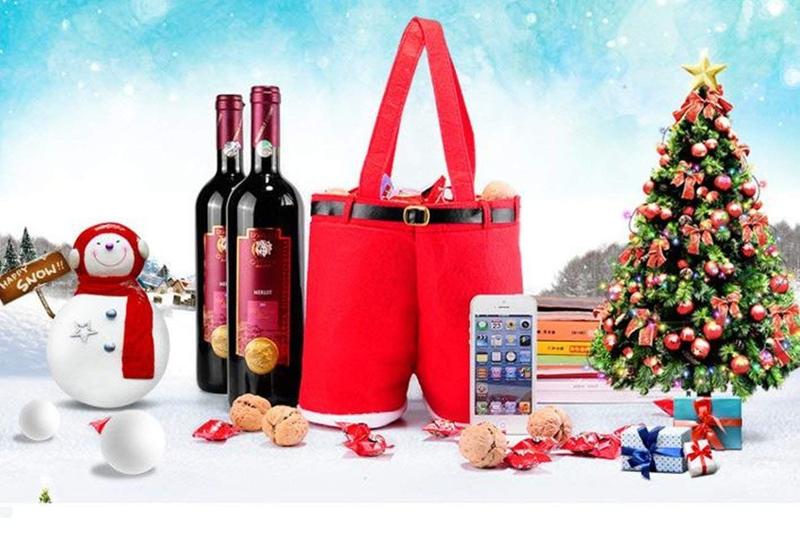 Imagem de Bolsa de doces de Natal Wine Holders Santa Pants Homecube