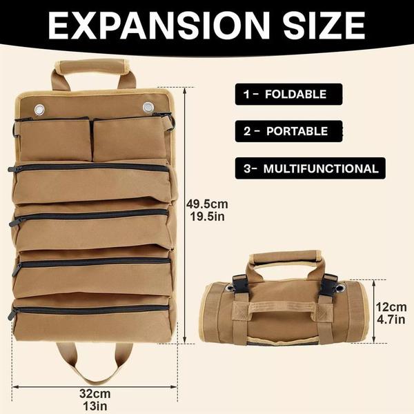 Imagem de Bolsa de ferramentas Roll Up Canvas Multifuncional Impermeável