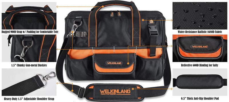 Imagem de Bolsa de ferramentas Welkinland Heavy Duty de 34 bolsos com alça 1680D Fabr