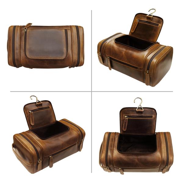 Imagem de Bolsa de higiene ELIZO Leather para homens e mulheres extra grande