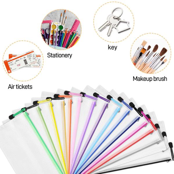 Bolsa de malha com zíper EOOUT 72 unidades 16 cores 23,5 x 11,5 cm PVC Imagem de Bolsa de malha com zíper EOOUT 72 unidades 16 cores 23,5 x 11,5 cm PVC