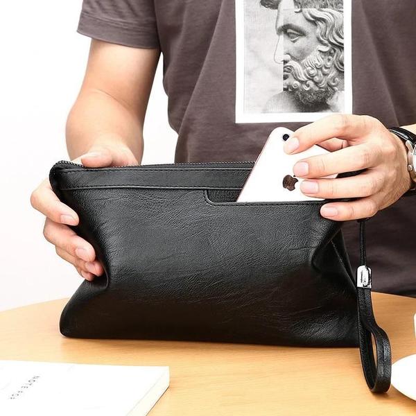 Imagem de Bolsa De Mão Masculina De Couro PU De Alta Qualidade Carteira De Viagem Casual Com Bolso Para