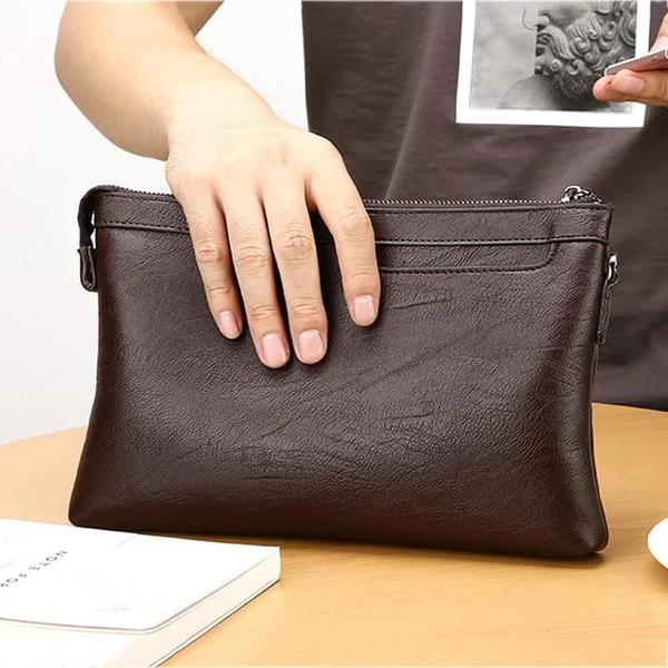 Imagem de Bolsa De Mão Masculina De Couro PU De Alta Qualidade Carteira De Viagem Casual Com Bolso Para