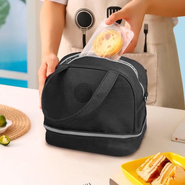 Imagem de Bolsa De Mão Necessaire Feminina Térmica Porta Marmita Lancheira Escolar Casual Dia Dia Média Ziperes Fortes Resistente