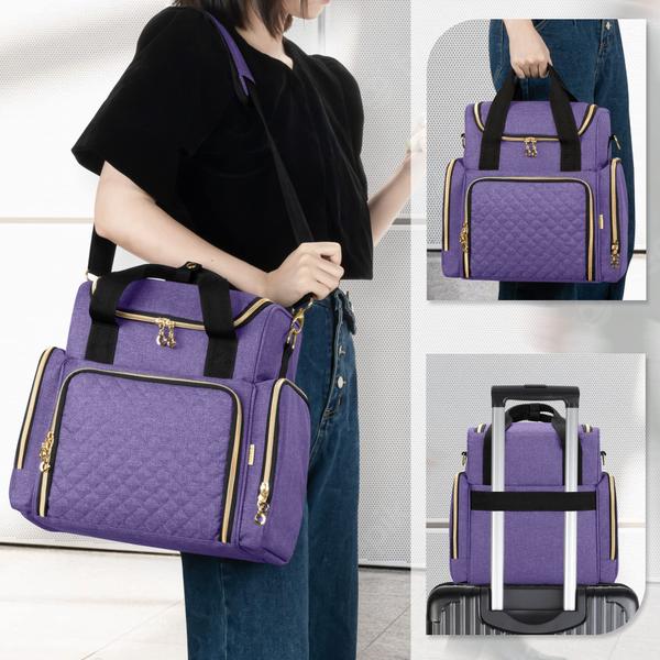 Imagem de Bolsa de maquiagem de viagem LUXJA com 2 estojos removíveis de nylon roxo