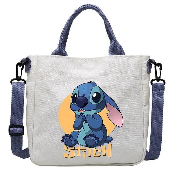 Bolsa de Ombro de Lona Fofa Disney Stitch - Bolsa para Estudante Bolsa de Ombro de Lona Fofa Disney Stitch - Bolsa para Estudante