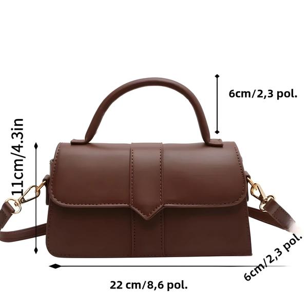 Imagem de Bolsa de Ombro Feminina Vintage - Couro PU Preto - Modelo Crossbody Quadrada