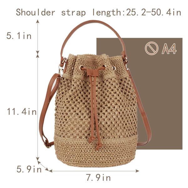 Imagem de Bolsa de ombro Goclothod Drawstring Cotton Crochet Bucket