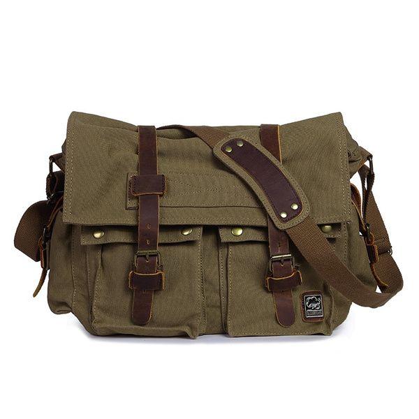 Imagem de Bolsa de ombro Wokex Fashion masculina de lona ao ar livre casual verde