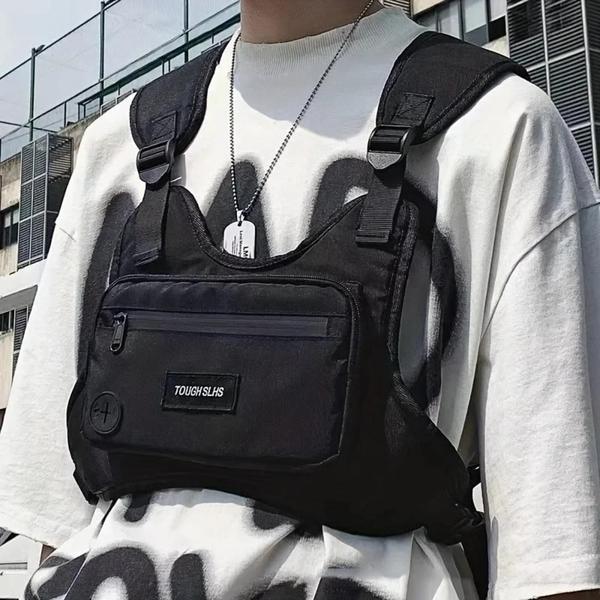 Imagem de Bolsa de Peito Masculina de Grande Capacidade - Estilo Hip Hop Streetwear