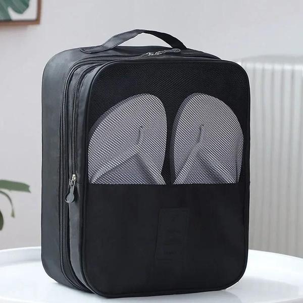 Imagem de Bolsa de Sapato de Viagem Portátil 3 Camadas - Organizador Multifuncional para Produtos de Higiene