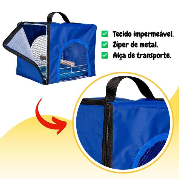 Imagem de Bolsa de Transporte para Calopsita Periquito Aves Mansas Azul