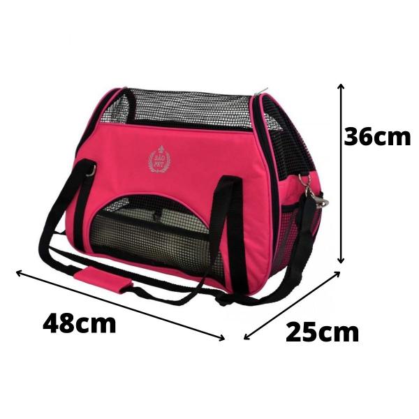 Imagem de Bolsa de Transporte para Pets Cachorros Atenas Nylon 48x25x36 cm São Pet Rosa