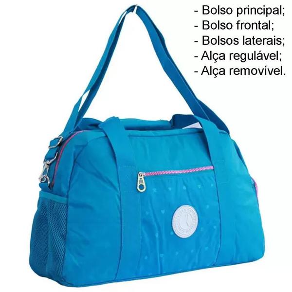 Imagem de Bolsa de Viagem Azul Sacola de Academia Mala Rebecca Bonbon