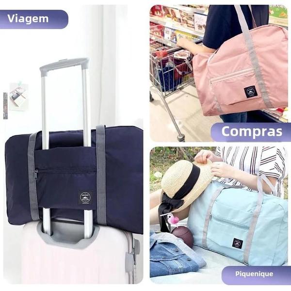 Imagem de Bolsa de Viagem Dobrável Feminina - Leve e de Grande Capacidade para Viagens de Fim de Semana