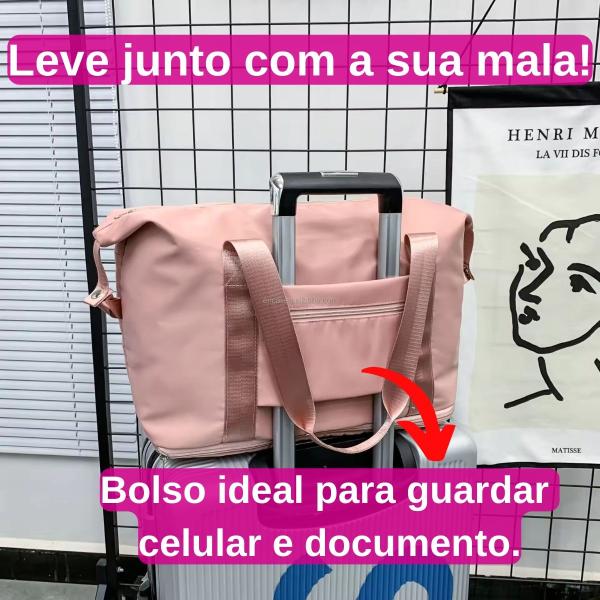 Imagem de Bolsa de viagem mala grande de mão feminina academia passeio espaçosa 