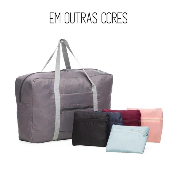 Imagem de Bolsa Dobrável Lisa Sacola Feminina Reutilizável Compras - Preto