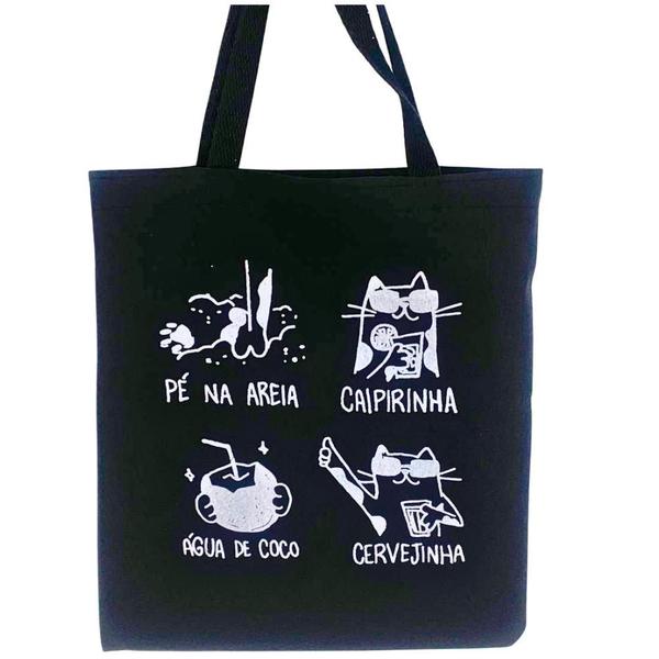 Imagem de Bolsa Ecobag  100% algodão Estampa Black Vivant cat