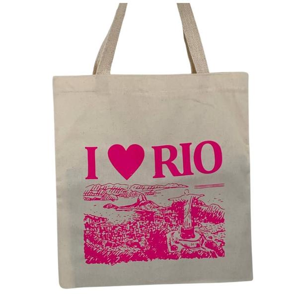 Imagem de Bolsa Ecobag 100% algodão Estampa CRISTO VISU (Rosa)